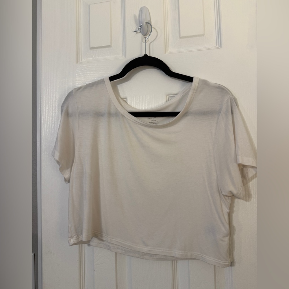 American Eagle Outfitters Soft & Sexy Cropped White Short Sleeve Tee - Picture 7 of 10